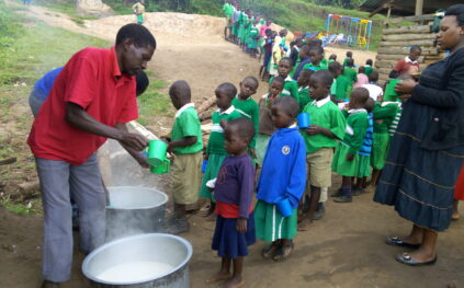 giving food to needy children and orphans
