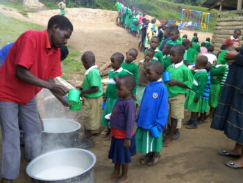 giving food to needy children and orphans